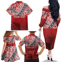 Malo e lelei Tonga Family Matching Off The Shoulder Long Sleeve Dress and Hawaiian Shirt Ngatu Tokelau Feletoa Fata Traditional Polynesian Pattern LT9 - Polynesian Pride