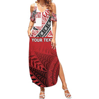 Malo e lelei Tonga Family Matching Summer Maxi Dress and Hawaiian Shirt Ngatu Tokelau Feletoa Fata Traditional Polynesian Pattern LT9 Mom's Dress Red - Polynesian Pride