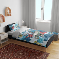 Hawaii Santa Skeleton Surfing Personalized Bedding Set Mele Kalikimaka i Iulai!