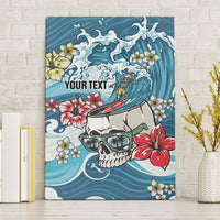Hawaii Santa Skeleton Surfing Personalized Canvas Wall Art Mele Kalikimaka i Iulai!