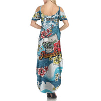 Hawaii Santa Skeleton Surfing Personalized Family Matching Summer Maxi Dress and Hawaiian Shirt Mele Kalikimaka i Iulai! LT9 - Polynesian Pride
