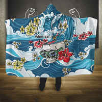 Hawaii Santa Skeleton Surfing Personalized Hooded Blanket Mele Kalikimaka i Iulai!