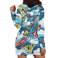 Hawaii Santa Skeleton Surfing Personalized Hoodie Dress Mele Kalikimaka i Iulai!