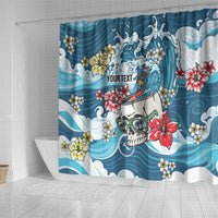 Hawaii Santa Skeleton Surfing Personalized Shower Curtain Mele Kalikimaka i Iulai!