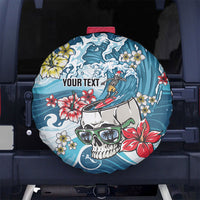 Hawaii Santa Skeleton Surfing Personalized Spare Tire Cover Mele Kalikimaka i Iulai!