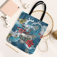 Hawaii Santa Skeleton Surfing Personalized Tote Bag Mele Kalikimaka i Iulai!