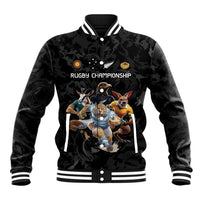 Custom Rugby Southern Hemisphere Baseball Jacket Argentina AUNZ South Africa Mascot Black - Polynesian Pride