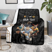 Custom Rugby Southern Hemisphere Blanket Argentina AUNZ South Africa Mascot Black - Polynesian Pride