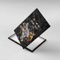 Custom Rugby Southern Hemisphere Canvas Wall Art Argentina AUNZ South Africa Mascot Black - Polynesian Pride