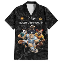 Custom Rugby Southern Hemisphere Family Matching Tank Maxi Dress and Hawaiian Shirt Argentina AUNZ South Africa Mascot Black LT9 Dad's Shirt - Short Sleeve Black - Polynesian Pride