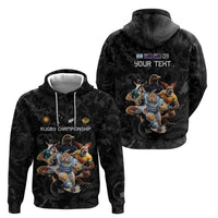 Custom Rugby Southern Hemisphere Hoodie Argentina AUNZ South Africa Mascot Black LT9 - Polynesian Pride
