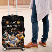 Custom Rugby Southern Hemisphere Luggage Cover Argentina AUNZ South Africa Mascot Black - Polynesian Pride