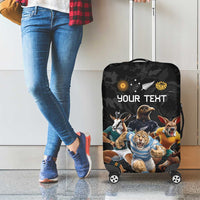 Custom Rugby Southern Hemisphere Luggage Cover Argentina AUNZ South Africa Mascot Black - Polynesian Pride