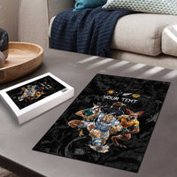 Custom Rugby Southern Hemisphere Puzzle Argentina AUNZ South Africa Mascot Black - Polynesian Pride