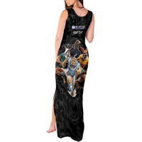Custom Rugby Southern Hemisphere Tank Maxi Dress Argentina AUNZ South Africa Mascot Black - Polynesian Pride