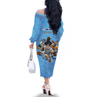 Custom Rugby Southern Hemisphere Family Matching Off The Shoulder Long Sleeve Dress and Hawaiian Shirt Argentina AUNZ South Africa Mascot Blue LT9 - Polynesian Pride