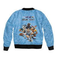 Custom Rugby Southern Hemisphere Sleeve Zip Bomber Jacket Argentina AUNZ South Africa Mascot Blue - Polynesian Pride