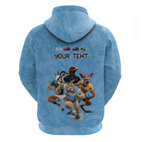 Custom Rugby Southern Hemisphere Zip Hoodie Argentina AUNZ South Africa Mascot Blue - Polynesian Pride