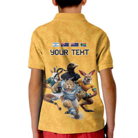 Custom Rugby Southern Hemisphere Kid Polo Shirt Argentina AUNZ South Africa Mascot Gold - Polynesian Pride