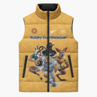 Custom Rugby Southern Hemisphere Sleeveless Puffer Jacket Argentina AUNZ South Africa Mascot Gold - Polynesian Pride