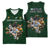 Custom Rugby Southern Hemisphere Basketball Jersey Argentina AUNZ South Africa Mascot Green - Polynesian Pride