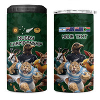 Custom Rugby Southern Hemisphere 4 in 1 Can Cooler Tumbler Argentina AUNZ South Africa Mascot Green LT9 One Size: 16 oz Green - Polynesian Pride