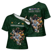 Custom Rugby Southern Hemisphere Cross Shoulder Shirt Argentina AUNZ South Africa Mascot Green - Polynesian Pride