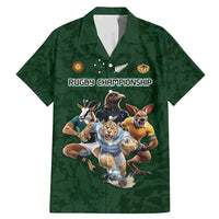 Custom Rugby Southern Hemisphere Family Matching Mermaid Dress and Hawaiian Shirt Argentina AUNZ South Africa Mascot Green LT9 Dad's Shirt - Short Sleeve Green - Polynesian Pride