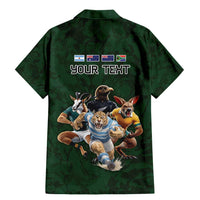 Custom Rugby Southern Hemisphere Family Matching Mermaid Dress and Hawaiian Shirt Argentina AUNZ South Africa Mascot Green LT9 - Polynesian Pride