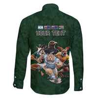 Custom Rugby Southern Hemisphere Family Matching Tank Maxi Dress and Hawaiian Shirt Argentina AUNZ South Africa Mascot Green LT9 - Polynesian Pride