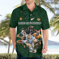Custom Rugby Southern Hemisphere Hawaiian Shirt Argentina AUNZ South Africa Mascot Green LT9 - Polynesian Pride