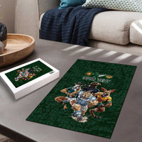 Custom Rugby Southern Hemisphere Puzzle Argentina AUNZ South Africa Mascot Green - Polynesian Pride