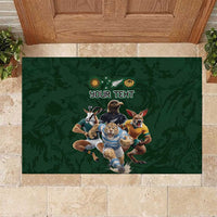 Custom Rugby Southern Hemisphere Rubber Doormat Argentina AUNZ South Africa Mascot Green - Polynesian Pride
