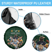 Custom Rugby Southern Hemisphere Spare Tire Cover Argentina AUNZ South Africa Mascot Green - Polynesian Pride