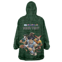 Custom Rugby Southern Hemisphere Wearable Blanket Hoodie Argentina AUNZ South Africa Mascot Green LT9 - Polynesian Pride
