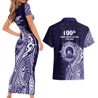 Tonga Queen Salote College 100th Years Couples Matching Short Sleeve Bodycon Dress and Hawaiian Shirt Est 1926 Tongan Ngatu Tapa LT9 - Polynesian Pride