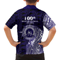 Tonga Queen Salote College 100th Years Family Matching Off The Shoulder Long Sleeve Dress and Hawaiian Shirt Est 1926 Tongan Ngatu Tapa LT9 - Polynesian Pride