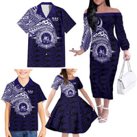Tonga Queen Salote College 100th Years Family Matching Off The Shoulder Long Sleeve Dress and Hawaiian Shirt Est 1926 Tongan Ngatu Tapa LT9 - Polynesian Pride