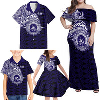 Tonga Queen Salote College 100th Years Family Matching Off Shoulder Maxi Dress and Hawaiian Shirt Est 1926 Tongan Ngatu Tapa LT9 - Polynesian Pride