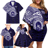 Tonga Queen Salote College 100th Years Family Matching Off Shoulder Short Dress and Hawaiian Shirt Est 1926 Tongan Ngatu Tapa LT9 - Polynesian Pride