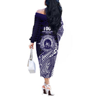 Tonga Queen Salote College 100th Years Off The Shoulder Long Sleeve Dress Est 1926 Tongan Ngatu Tapa LT9 - Polynesian Pride