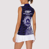 Tonga Queen Salote College 100th Years Women Sleeveless Polo Shirt Est 1926 Tongan Ngatu Tapa LT9 - Polynesian Pride