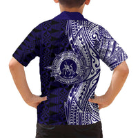 Tonga Queen Salote College 100th Years Family Matching Tank Maxi Dress and Hawaiian Shirt Blue Tonga Kupesi Uniquely Pacific Art LT9 - Polynesian Pride