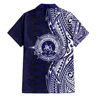 Tonga Queen Salote College 100th Years Family Matching Tank Maxi Dress and Hawaiian Shirt Blue Tonga Kupesi Uniquely Pacific Art LT9 - Polynesian Pride