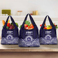 Tonga Queen Salote College 100th Years Grocery Bag Blue Tonga Kupesi Uniquely Pacific Art LT9 3-pack One Size Blue - Polynesian Pride