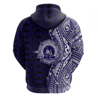 Tonga Queen Salote College 100th Years Hoodie Blue Tonga Kupesi Uniquely Pacific Art - Polynesian Pride