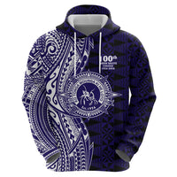Tonga Queen Salote College 100th Years Hoodie Blue Tonga Kupesi Uniquely Pacific Art - Polynesian Pride