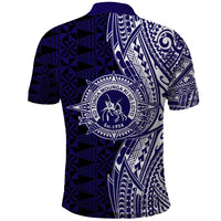 Tonga Queen Salote College 100th Years Polo Shirt Blue Tonga Kupesi Uniquely Pacific Art - Polynesian Pride