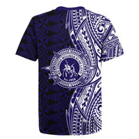 Tonga Queen Salote College 100th Years Rugby Jersey Blue Tonga Kupesi Uniquely Pacific Art LT9 - Polynesian Pride