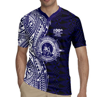 Tonga Queen Salote College 100th Years Rugby Jersey Blue Tonga Kupesi Uniquely Pacific Art LT9 - Polynesian Pride